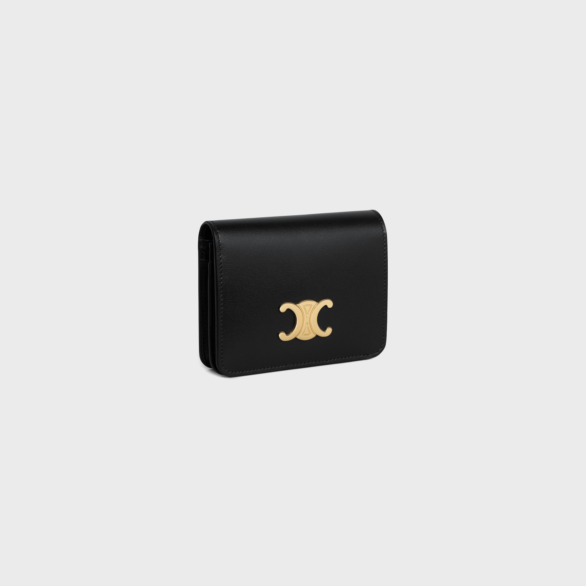 TRIOMPHE COMPACT WALLET IN SHINY CALFSKIN BLACK - Image 2